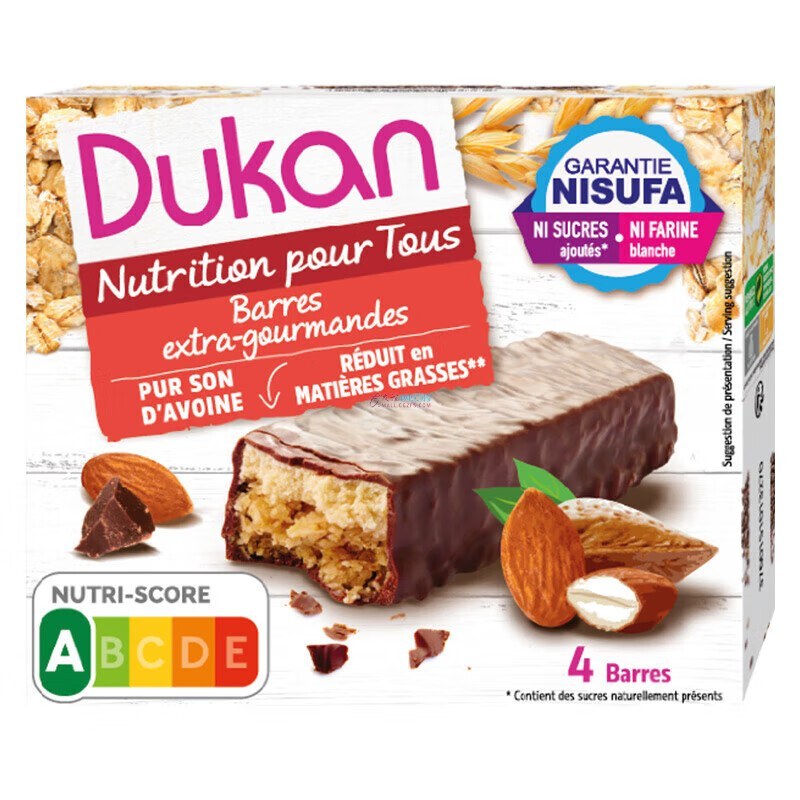 Dukan 燕麦麸杏仁味可可蛋白棒 120g