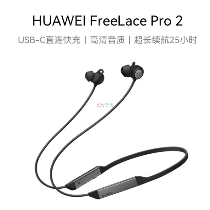 华为 FreeLace Pro 2 蓝牙降噪耳机 雅丹黑 有线充电版