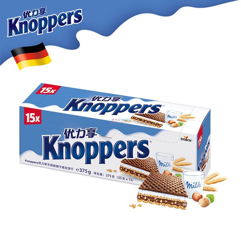 Knoppers 牛奶榛子巧克力威化饼干 375g