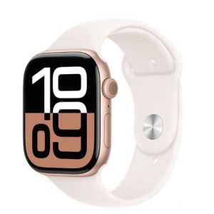 Apple Watch S10(GPS)46MM玫瑰金色铝金属表壳-淡桃粉色运动型表带-S/M(A3000)MX293CH/B